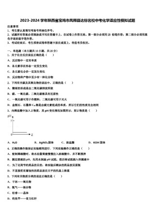 2023-2024学年陕西省宝鸡市凤翔县达标名校中考化学适应性模拟试题含解析.doc