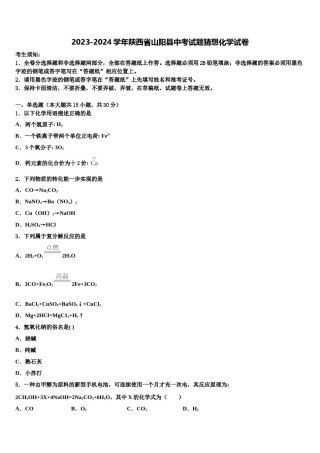 2023-2024学年陕西省山阳县中考试题猜想化学试卷含解析.doc