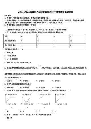 2023-2024学年陕西省武功县重点名校中考联考化学试题含解析.doc
