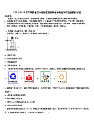 2023-2024学年陕西省汉中南郑区五校联考中考化学适应性模拟试题含解析.doc