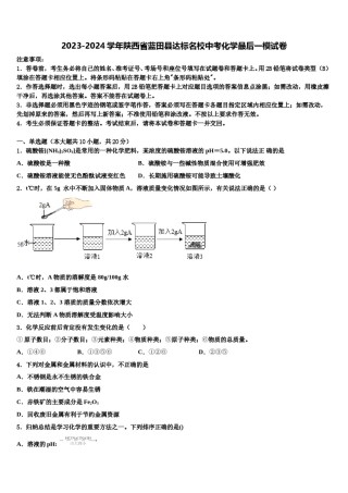 2023-2024学年陕西省蓝田县达标名校中考化学最后一模试卷含解析.doc