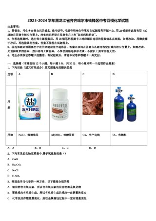 2023-2024学年黑龙江省齐齐哈尔市铁锋区中考四模化学试题含解析.doc