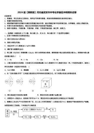 2024届【冀教版】河北省武安市中考化学最后冲刺模拟试卷含解析.doc
