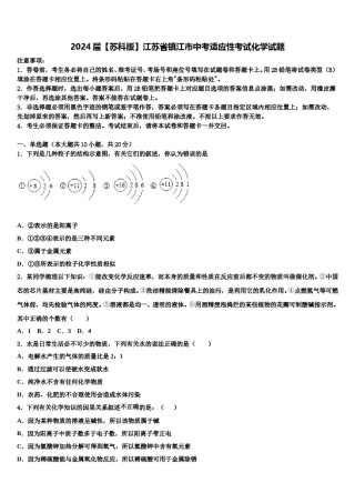 2024届【苏科版】江苏省镇江市中考适应性考试化学试题含解析.doc