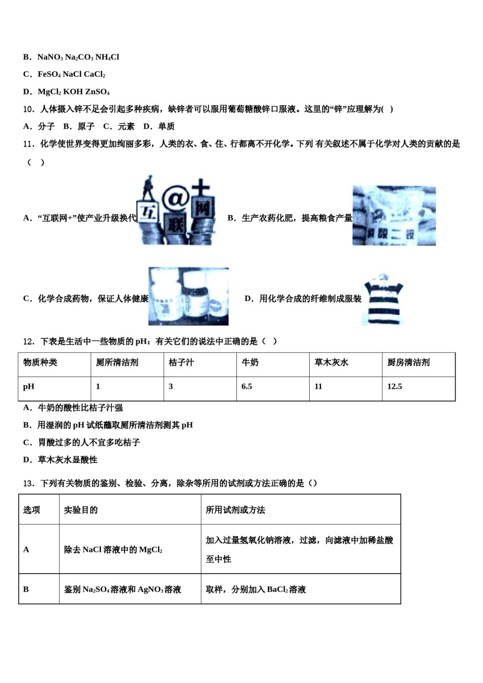 2024届上海中学中考化学适应性模拟试题含解析.doc_第3页