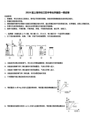 2024届上海市松江区中考化学最后一模试卷含解析.doc