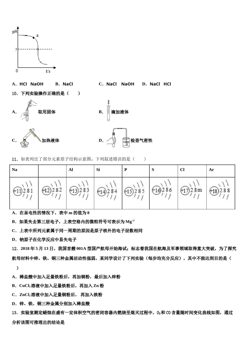 2024届上海市浦东新区南片十六校中考化学模试卷含解析.doc_第3页