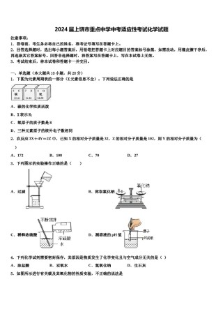 2024届上饶市重点中学中考适应性考试化学试题含解析.doc