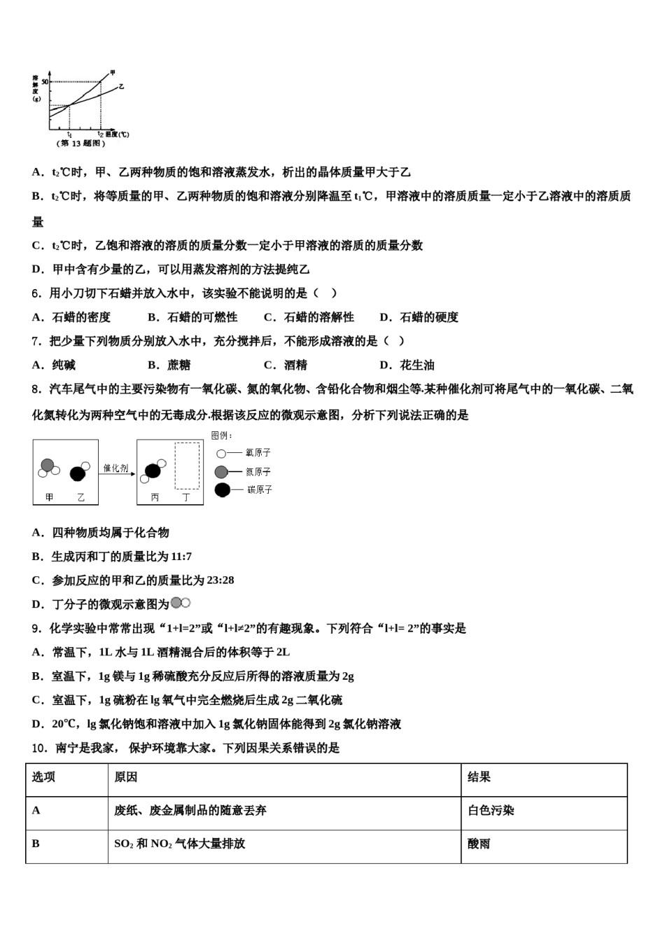 2024届云南省文山壮族苗族自治州达标名校中考联考化学试卷含解析.doc_第2页