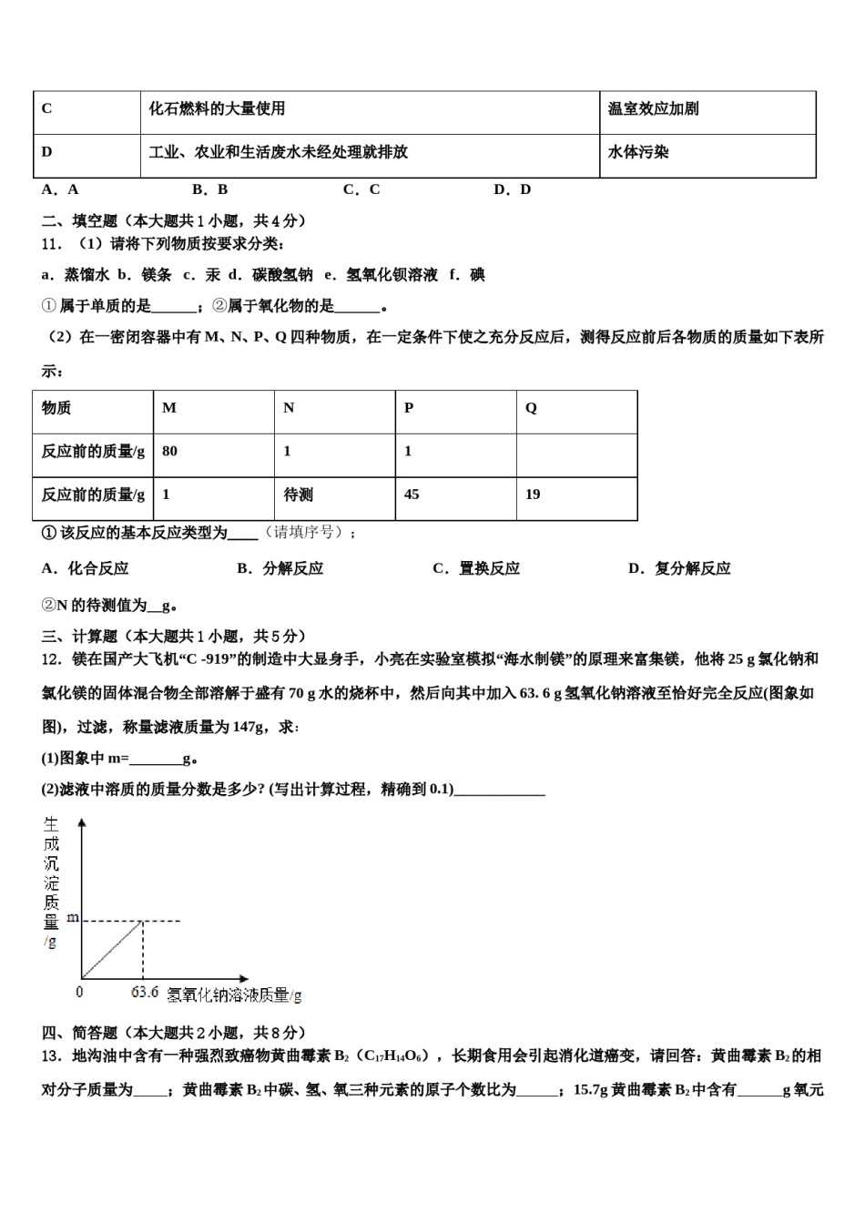 2024届云南省文山壮族苗族自治州达标名校中考联考化学试卷含解析.doc_第3页