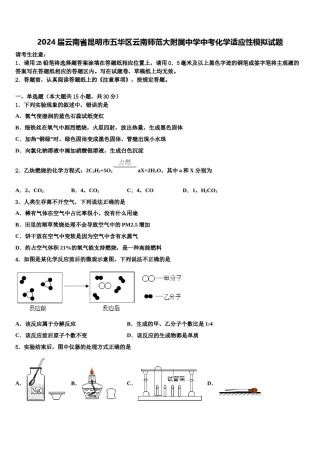 2024届云南省昆明市五华区云南师范大附属中学中考化学适应性模拟试题含解析.doc