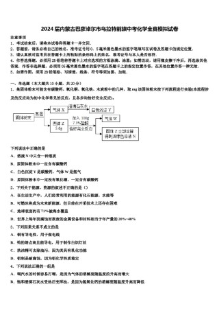2024届内蒙古巴彦淖尔市乌拉特前旗中考化学全真模拟试卷含解析.doc