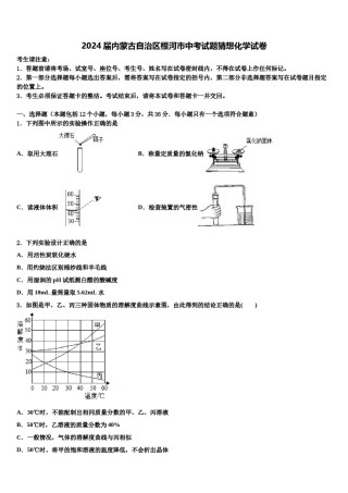 2024届内蒙古自治区根河市中考试题猜想化学试卷含解析.doc