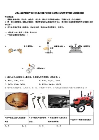 2024届内蒙古鄂尔多斯市康巴什新区达标名校中考押题化学预测卷含解析.doc