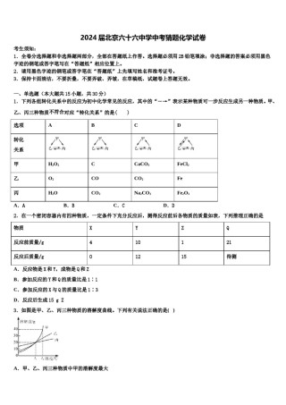 2024届北京六十六中学中考猜题化学试卷含解析.doc