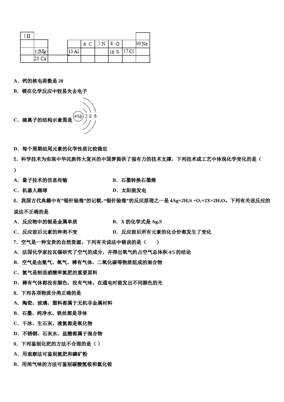2024届北师大万宁附中中考化学押题试卷含解析.doc_第2页