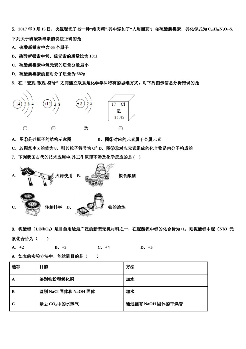 2024届吉林省农安县杨树林中学中考化学适应性模拟试题含解析.doc_第2页