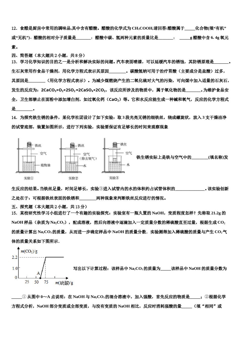 2024届吉林省农安县重点名校中考试题猜想化学试卷含解析.doc_第3页