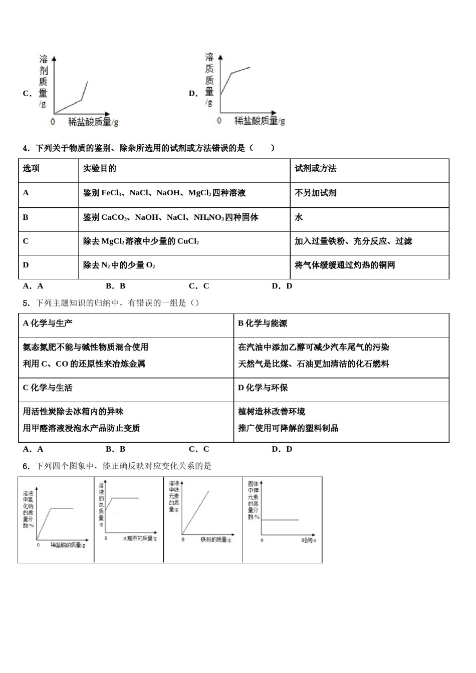 2024届吉林省吉林市第十区四校联考中考联考化学试题含解析.doc_第2页