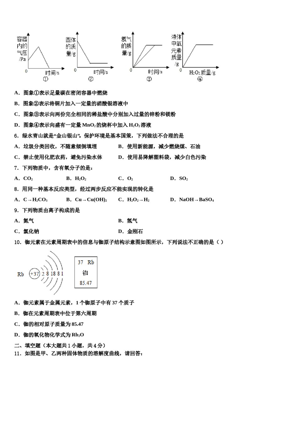 2024届吉林省延边州安图县中考化学五模试卷含解析.doc_第2页