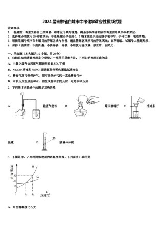 2024届吉林省白城市中考化学适应性模拟试题含解析.doc