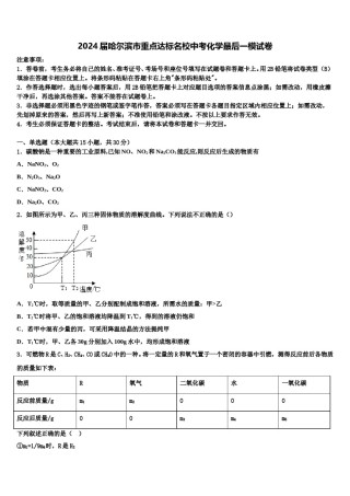 2024届哈尔滨市重点达标名校中考化学最后一模试卷含解析.doc