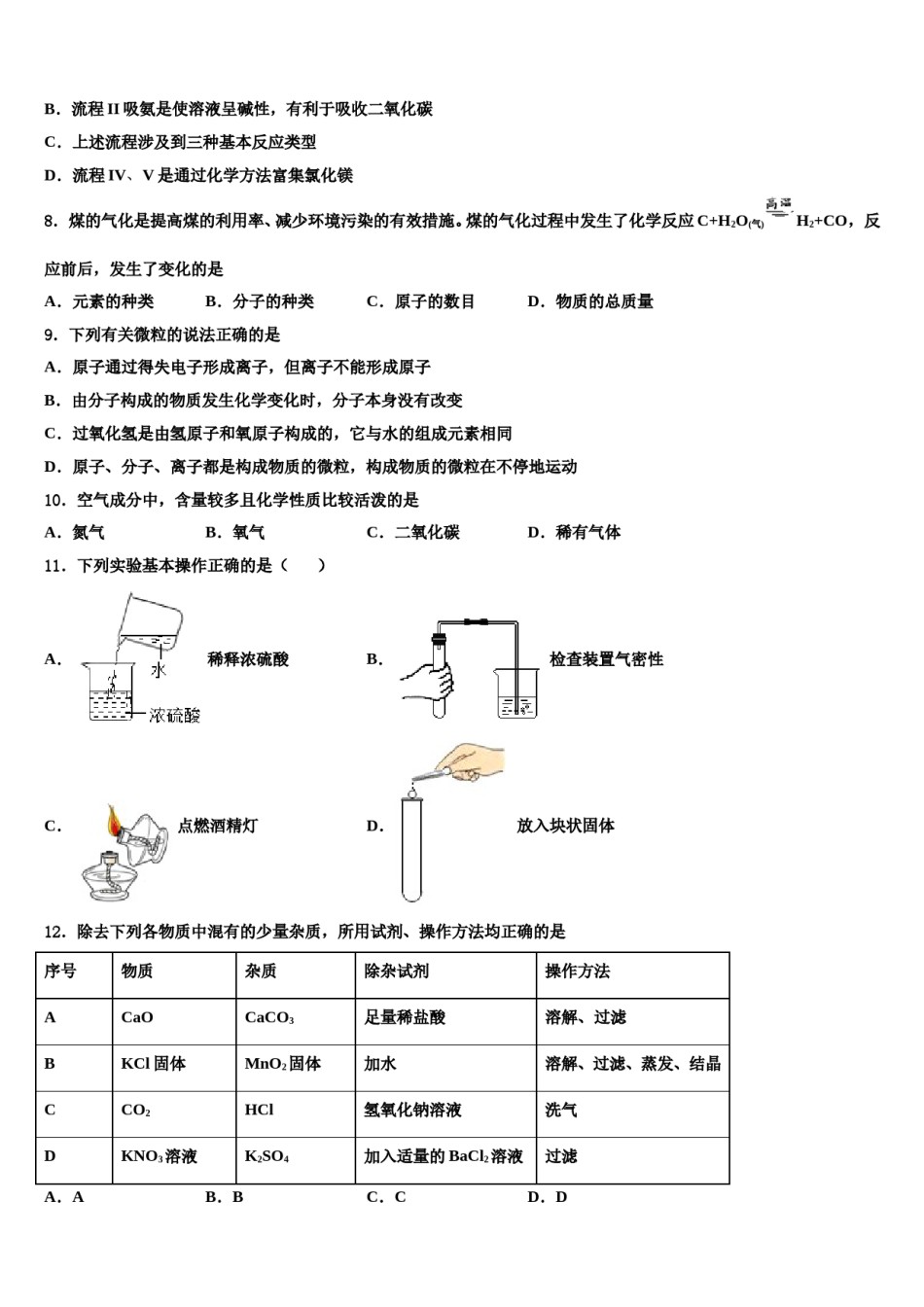 2024届四川省乐至县达标名校中考化学模拟精编试卷含解析.doc_第3页