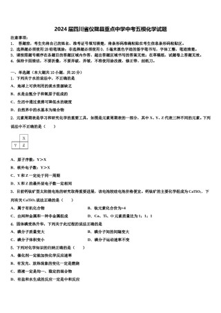 2024届四川省仪陇县重点中学中考五模化学试题含解析.doc