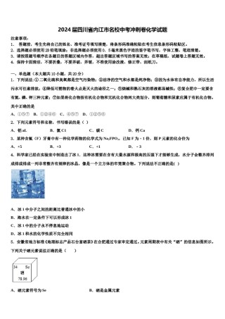 2024届四川省内江市名校中考冲刺卷化学试题含解析.doc
