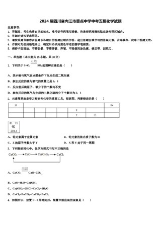 2024届四川省内江市重点中学中考五模化学试题含解析.doc