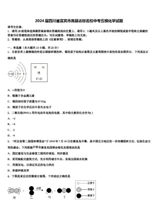 2024届四川省宜宾市高县达标名校中考五模化学试题含解析.doc