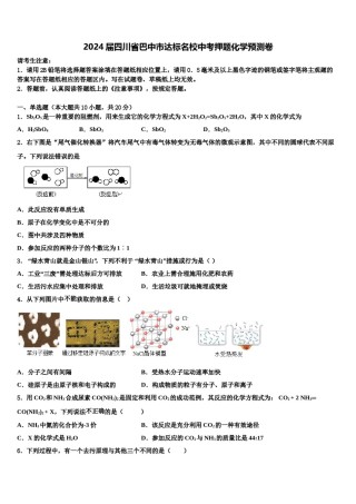 2024届四川省巴中市达标名校中考押题化学预测卷含解析.doc