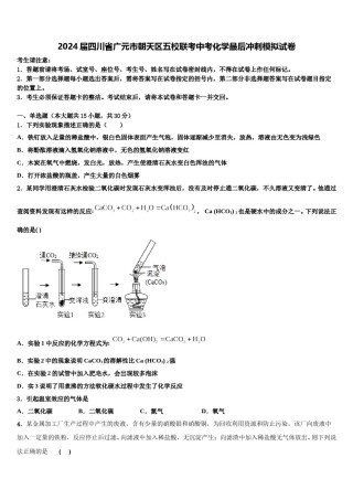 2024届四川省广元市朝天区五校联考中考化学最后冲刺模拟试卷含解析.doc