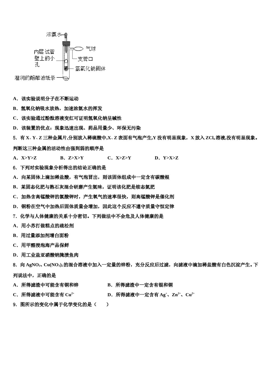 2024届四川省广安市华蓥市市级名校中考化学对点突破模拟试卷含解析.doc_第2页