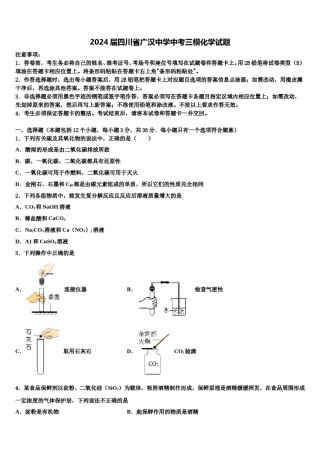 2024届四川省广汉中学中考三模化学试题含解析.doc