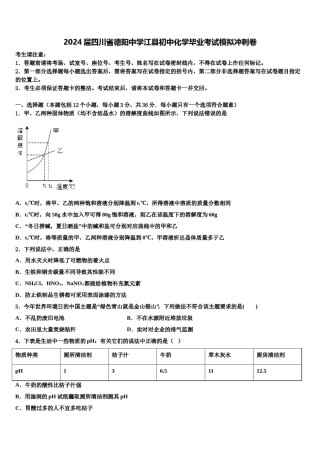 2024届四川省德阳中学江县初中化学毕业考试模拟冲刺卷含解析.doc