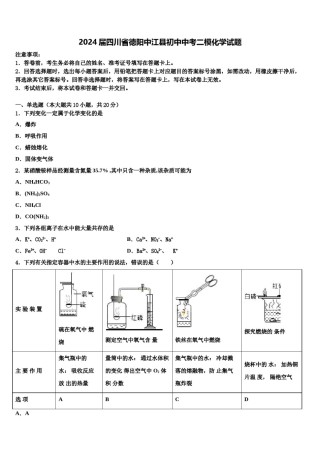 2024届四川省德阳中江县初中中考二模化学试题含解析.doc