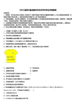 2024届四川省成都市棕北中学中考化学猜题卷含解析.doc