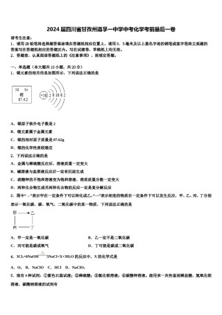 2024届四川省甘孜州道孚一中学中考化学考前最后一卷含解析.doc