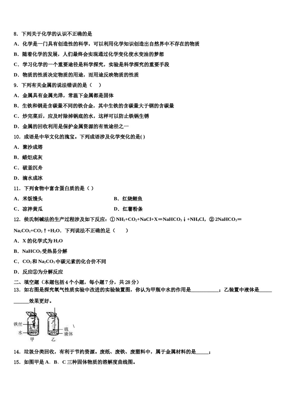 2024届四川省绵阳第五中学中考化学模拟预测题含解析.doc_第3页