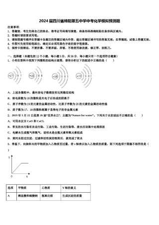 2024届四川省绵阳第五中学中考化学模拟预测题含解析.doc