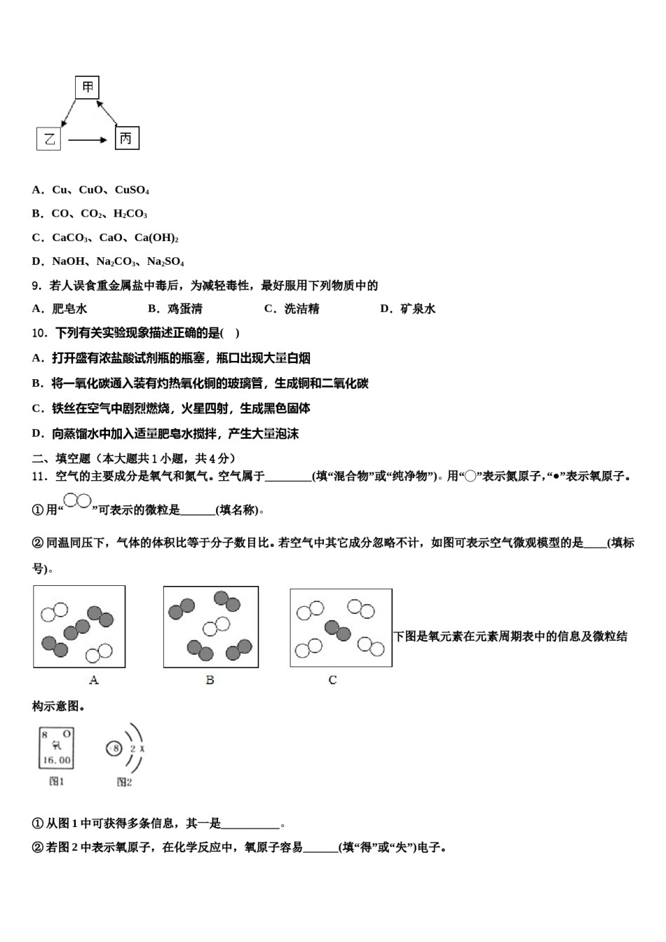 2024届四川省自贡市田家炳中学中考化学模拟预测题含解析.doc_第3页