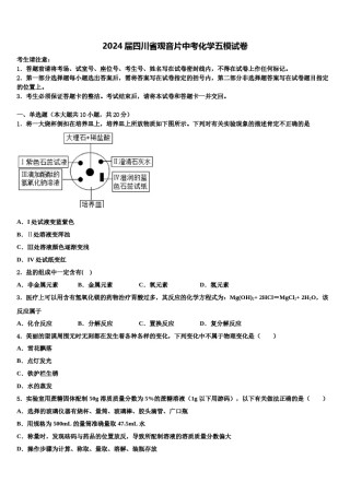 2024届四川省观音片中考化学五模试卷含解析.doc