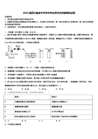 2024届四川省遂宁中学中考化学对点突破模拟试卷含解析.doc