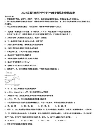 2024届四川省阆中学中学中考化学最后冲刺模拟试卷含解析.doc