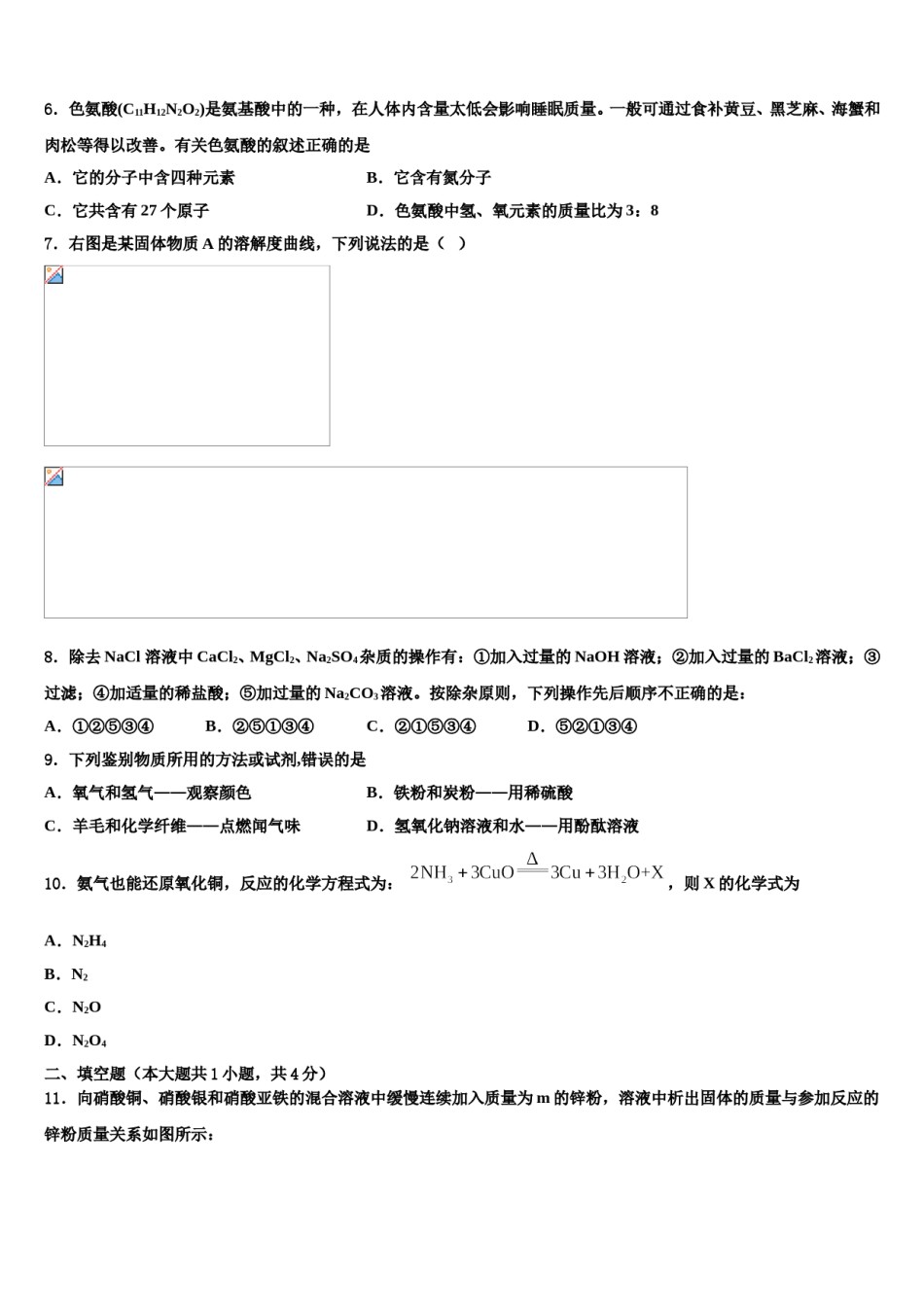 2024届天津市滨海新区第四共同体中考押题化学预测卷含解析.doc_第2页