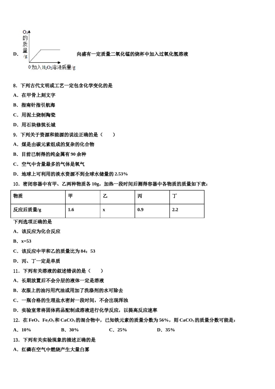 2024届孝感市八校联谊重点达标名校中考考前最后一卷化学试卷含解析.doc_第3页