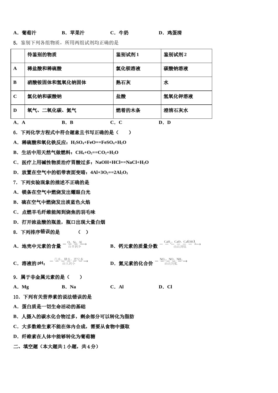 2024届孝感市重点中学中考二模化学试题含解析.doc_第2页
