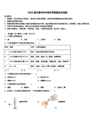 2024届宁夏中学宁县中考四模化学试题含解析.doc