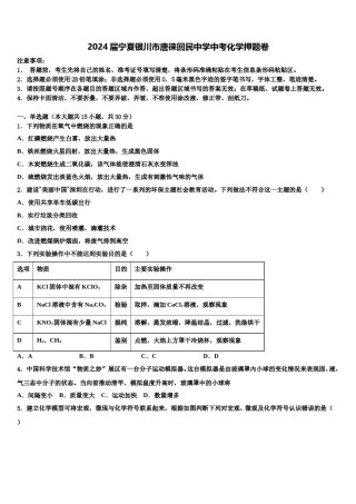 2024届宁夏银川市唐徕回民中学中考化学押题卷含解析.doc